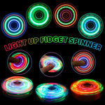 Fidget Spinner 2 Pack, Light up Sensory Fidget Toys Adults Kids 4-8-12 with Autism ADHD, Kids Travel Toys Anxiety Stress Relief Teen Boy Gifts, Classroom Prizes Glow Birthday Party Graduation Gifts