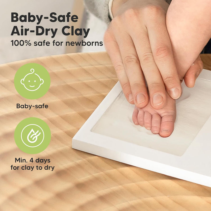 KeaBabies Baby Hand and Footprint Kit, Clay Keepsake Frame (Alpine White) | Quick Dry Handprint and Footprints, Newborn Nursery Picture Frame, Personalized New Mom Gifts for Baby First Christmas Shower