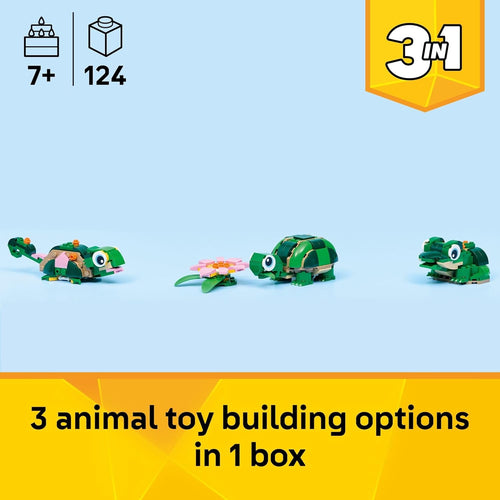 Lego Creator 3 in 1 turtle building toy for kids ages 7+ with animal figures