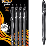 BIC Gelocity Quick Dry Black Gel Pens, Medium Point (0.7mm), 4-Count Pack, Retractable Gel Pens With Comfortable Full Grip