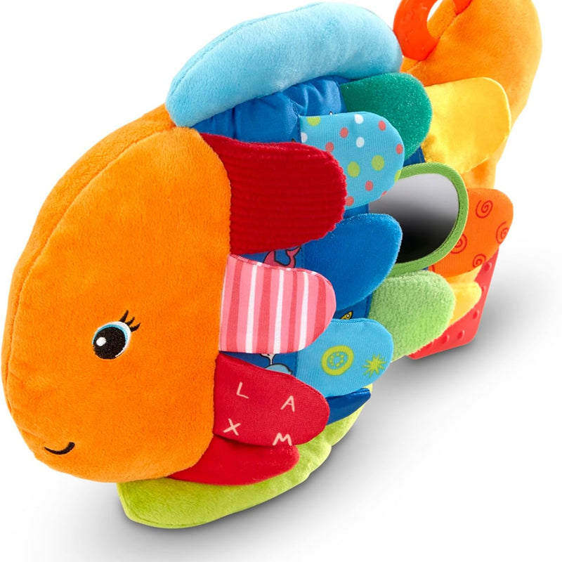 Melissa & Doug K's Kids Flip Fish Stuffed Animal and Baby Mirror for Tummy Time and Sensory Play, Soft and Safe for Infants 0-9 Months