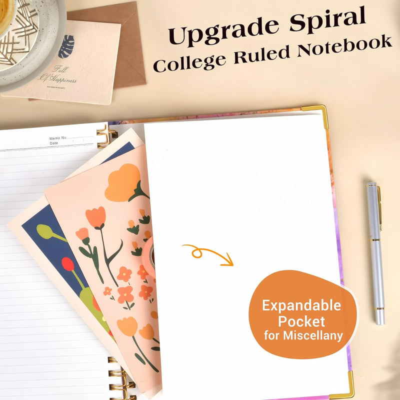 Lined Spiral Notebook Journal for Women, 150 Pages Cute Notebooks 5.75” x 8.38”, A5 Hardcover Spiral Journals with 100 GSM Thick Paper, College Ruled Notebook for Writing Work School, Autumn Tree