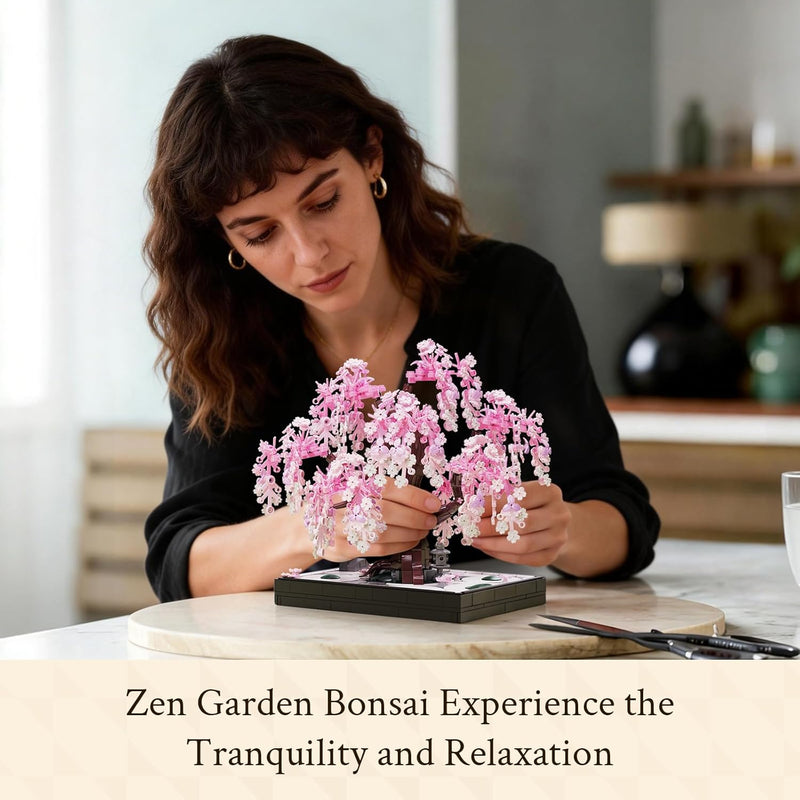 Wise Block Cherry Blossom Bonsai Building Set for Adults, Ages 18+, Pink Sakura Tree Artificial Plant for Home, Office or Bedroom Decor, Botanical Collection Gift for Birthdays & Holidays - 900PCS