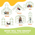 130-Piece Building Kit for Kids Ages 5-12, Indoor and Outdoor Fort Building with Storage Bag and 86 Rods and 44 Balls