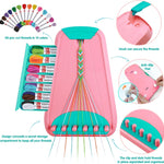 Maynacs Friendship Bracelet Making Kit for Girls 8-12, 28 Pre-Cut Threads | 28 Pre-Cut Threads in 14 Colors, 100 Letter Beads, Hidden Storage Tray - Screen-Free Travel Craft Kit for Kids and Teens