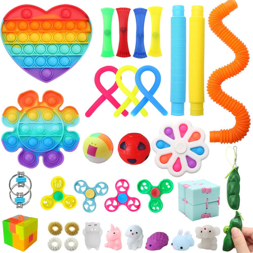 Fidget Simple Fidget Pack, 35pcs Fidget Toys Set with Popping Fidget Sensory Toys for Kids and Adults, Stress Relief Kit Gifts for Party Favors Classroom Prizes Easter Basket Stuffers Egg Fillers