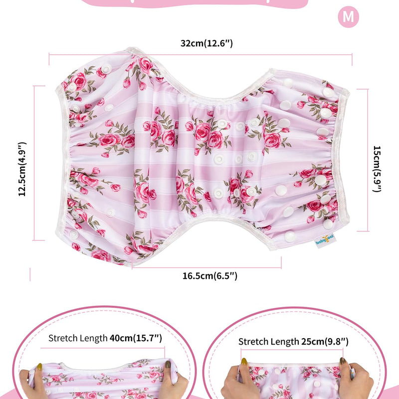 Babygoal Reusable Baby Girl Swim Diapers 3 Pack - Adjustable Washable for 0-8 Months Infants - Ideal for Swimming Lessons - Flower Design