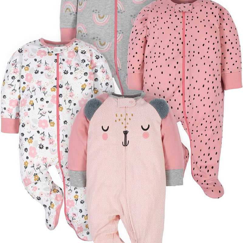 Gerber Baby Girls 4-Pack Sleep 'N Play Footie