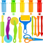 LCY WEDSHI Dough Tool Set for Kids, 9-Piece Plastic Dough Accessories Kit for Ages 4-8, Safety Scissors and Rollers Included