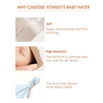 Konssy 8 Pack Baby Newborn Hats, Beanie Hat for Infant Girl Boy 0-6 Months | Knot Sleepy Baby Hats, Buttery Soft & Stretchy Fabric, Preemie & Newborn Hospital Hat, for All Season, (Beige)