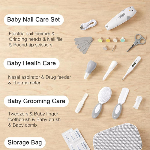 Lictin Baby Healthcare and Grooming Kit, 26 in 1 Electric Nail Trimmer Set | Safe Rechargeable Baby Nail File with Auto Light, Newborn Baby Safety Care Set for Newborn Infant Toddlers Boys Girls