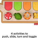 Fisher-Price Infant Activity Toy with 4 wood-accented activities for fine motor skill development