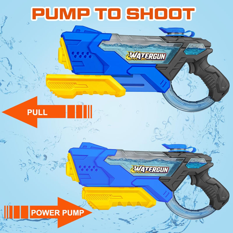 4 Pack Water Guns for Kids and Adult, Long Range 600ML Water Squirter, Colorful Super Blaster Soaker with Clear Visible Water Tank, Swimming Pool Summer Beach Outdoor Fighting Toys