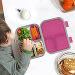 BOSEDSANG Stainless Steel Kids Leak-Resistant Bento Lunch Box, 3-Compartments with Silicone Container, Dishwasher-Safe, Child-Friendly Design for School, Picnics & Travel,BPA-Free(Pink)