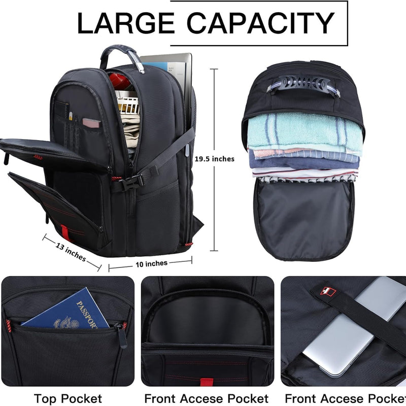 ANTERK Extra Large Travel Laptop Backpack, 17.3 Inch Carry on Backpack for Men Women, Big Anti Theft Water Resistant College Bussiness TSA Airline Approved Work Computer Backpack, Black