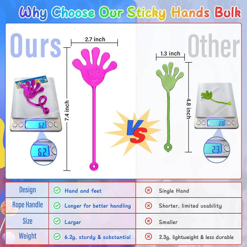 bulk sticky hands 30-pcs party favors for kids 4-8 year classroom prizes student gifts