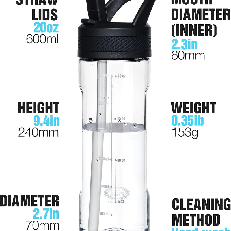 OLDLEY 20oz Kids Water Bottle with Straw, BPA-Free Tritan Water Bottle for School, Leakproof Clear Water Bottle with One Click Open, Measurement Scale, Cup Holder Friendly for Boys Girls,Clear