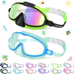 Vvinca 2 Pcs Kids Swim Goggles with Nose Cover, Swimming Diving Mask Wide View Anti Fog UV Anti Shattered Lens for Kids 3-14