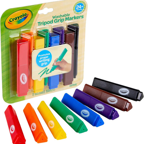 Crayola Triangle Toddler Markers (8ct), Easy Grip Washable Markers for Toddlers, Arts & Crafts Supplies, Coloring for Young Kids, Nontoxic