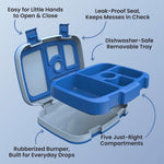 Bentgo Kids Bento-Style 5-Compartment Leak-Proof Lunch Box - Just-Right Portions for Ages 3 to 7, Durable, Drop-Proof, Dishwasher Safe, PFAS & BPA-Free & Made with Food-Safe Materials (Blue)