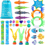 20Pcs Summer Pool Diving Swimming Toys for Kids Ages 3-12, Fun Swim Games Sinking Set, Underwater Dive Gifts with Storage Bag Include Torpedo Gems Shark Rings Sea Animals for Boys Girls