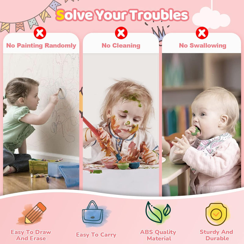Kikidex Soft Pink Magnetic Drawing Board for Toddler Girls 1-2 Years Old Doodle Learning Toy
