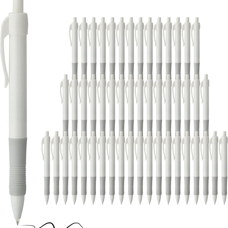 deegtran Pens Bulk, 50 Pack No Bleed Black Ink Click Pens with Soft Grip, Wholesale Retractable Ballpoint Pens for Office School, Medium Point Smooth 1.0MM
