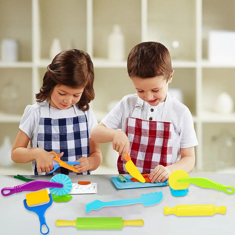 LCY WEDSHI Dough Tool Set for Kids, 9-Piece Plastic Dough Accessories Kit for Ages 4-8, Safety Scissors and Rollers Included