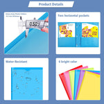 INFUN Heavy Duty Plastic Pocket Folder with Prongs and Clear Front Pocket - 18 Pack, 3 Prong Folders with Pockets and Card Slot, Assorted Colors