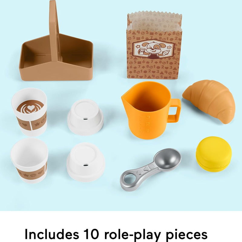 Fisher-Price Toddler Toy Laugh & Learn Coffee Café Musical Playset with Educational Songs & 10 Pretend Play Pieces for Kids Ages 18+ Months​