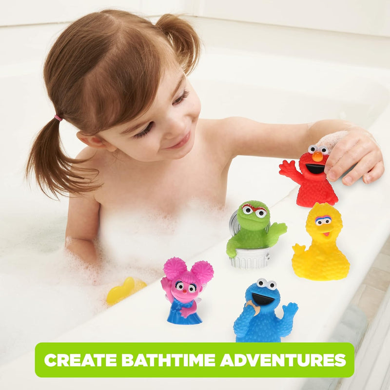 Sesame Street 10-Piece Finger Puppet Set for Toddlers & Kids | Features Elmo, Big Bird, Cookie Monster, Abby Cadabby, Oscar the Grouch | Durable PVC for Bath Time, Educational Play, and Party Favors.