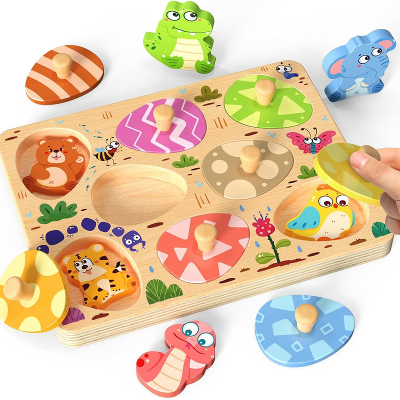 Wooden Dinosaur Matching Egg Puzzle for Preschool Learning Activities and Educational Toys