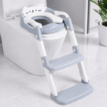 Orzbow Potty Training Seat with Step Stool, Adjustable Height, Anti-Slip | Safety Handles, Comfortable Seat Cushion, Splash Guard for Toddler Boys and Girls, Fits Most Toilets, Foldable Storage, Gray