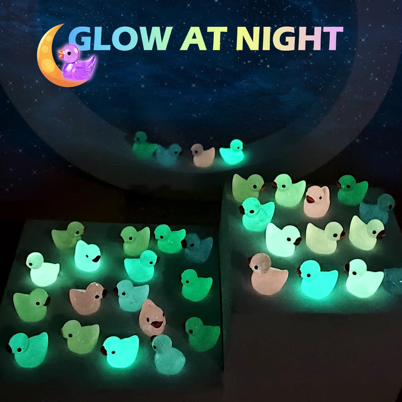 Mini Ducks 120Pcs Luminous Mini Resin Ducks Glow in The Dark, Tiny Animals Bulk to Hide, Miniature Ducks Figures for Garden Aquarium DIY Crafts Party Favors Hide & Seek Toys