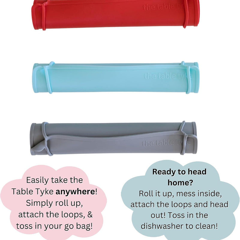 Table Tyke Silicone Placemat for Toddlers with Teething Table Edge Bumper - Non-Slip Baby Placemat for Restaurant & Home Dining - BPA Free Kids Food Mat - Travel Ready Toddler Eating Mat - Sage Green