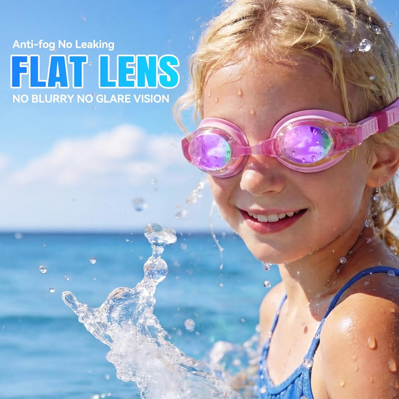 Aegend 2 Pack Kids Goggles, Swimming Goggles for Kids Age 4-16 Boys and Girls Youth, Anti-Fog Waterproof Anti-UV Pool Goggles