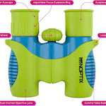 Vibrant green blue kids binoculars with sticker book and shockproof design for children aged 3+ years