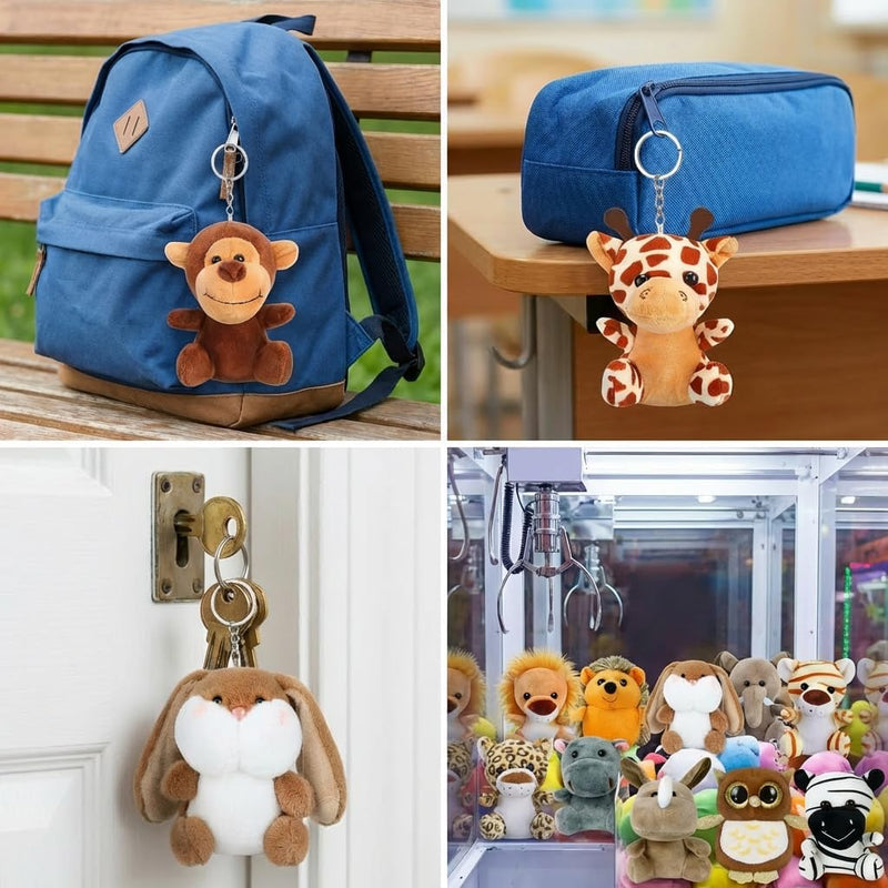 Arrozon 12 Pcs Small Stuffed Animals Bulk, 4.5 Inch Mini Stuffed Animals, Treasure Box Toys for Classroom, Keychain Plushies Toys Claw Machine Carnival Prizes, Party Favors for Kid