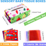 yogingo tissue box toy montessori for babies 6-12 months soft stuffed high contrast crinkle sensory toys