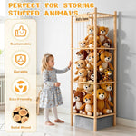 Stuffed Animal Storage with Toys Tray, 57In Large Wooden Stuffy Plushies Storage Holder Extra Large Capacity Stuffed Animals Zoo Organizer for Toddler Rooms, Playrooms & Bedrooms