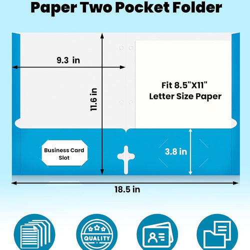 SUNEE Folders with Pockets 3 Hole Punched(50 Pack, Assorted Colors), 2 Pocket Folders Fit Letter Size Paper, Paper File Folder for School Office Home Bussiness
