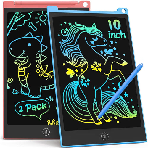 TECJOE 10 Inch 2 Pack LCD Writing Tablet, Colorful Doodle Board Drawing Tablet for Kids, No Mess Toddler Travel Learning Toys, Christmas Birthday Gifts for 3 4 5 6 7 8 Year Old Boys Girls Preschooler