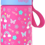 Bentgo Kids Stainless Steel Water Bottle, Leak-Proof, 14 oz, Bite & Sip | Vacuum Insulated, 18/8 Stainless Steel, 12-Hour Cold, Dishwasher Safe, BPA-Free (Rainbows & Butterflies)
