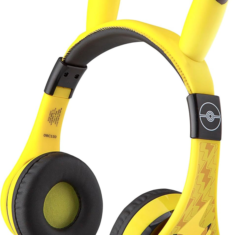 eKids Pokemon Kids Bluetooth Headphones, Wireless Headphones with Microphone Includes Aux Cord, Volume Reduced Kids Foldable Headphones for School, Home, or Travel,Yellow | Volume Reduced and Built-in Microphone