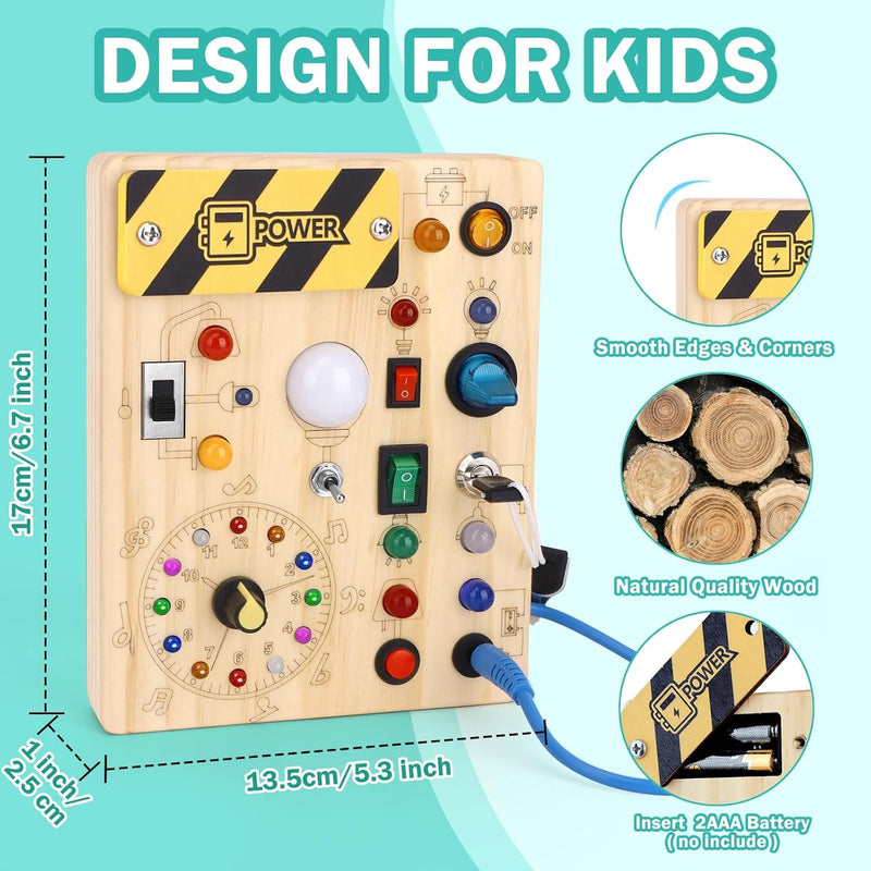 Hoarosall Montessori Busy Board for 1-3 Year Old Boys and Girls, Travel Educational Learning Toy
