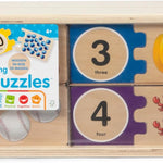 Melissa & Doug Self-Correcting Wooden Number Puzzles with 40 Durable Pieces, Designed for Preschoolers Ages 4-7, Featuring Familiar Objects and a Convenient Slide-In Storage Box for Early Learning and Skill Development.