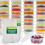 Freshware Food Storage Containers [50 Set] 8 oz Plastic Deli Containers with Lids, Slime, Soup, Meal Prep Containers | BPA Free | Stackable | Leakproof | Microwave/Dishwasher/Freezer Safe