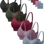 Angelhood Women Nursing Bras for Breastfeeding 5 Pack, Maternity Sleep Bra | Seamless Pregnancy Full Bust Bralettes with Extenders, Wireless V Neck Bralette, Ultra Comfort Postpartum Essentials Bra Pack