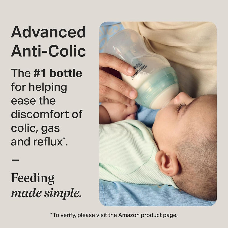Tommee Tippee Advanced Anti-Colic Baby Bottle Set, Newborn 0m+ | 12 Pieces, 5oz & 9oz BPA Free Bottles, Slow & Medium Flow Breast-Like Nipples, Bottle Handles, Cleaning Brush