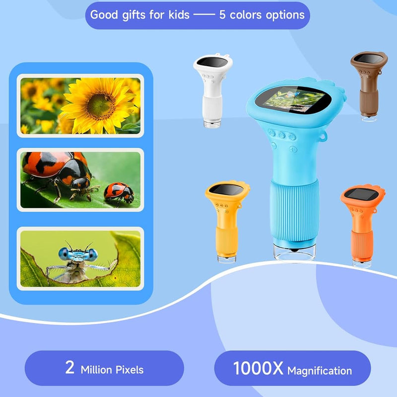acoath kids handheld digital miniscope 1000x magnification portable 2.0 inch screen